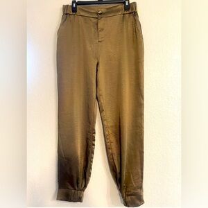 EUC (L)gorgeous army green satin joggers